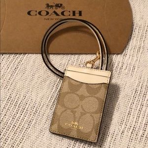 NWT Coach ID lanyard holder signature canvas